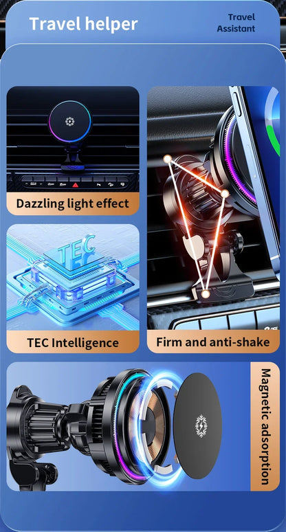 30w resfriamento de gelo magnético sem fio carregador de carro estação carregamento rápido para iphone15 14 13 12 pro max macsafe suporte do telefone do carro