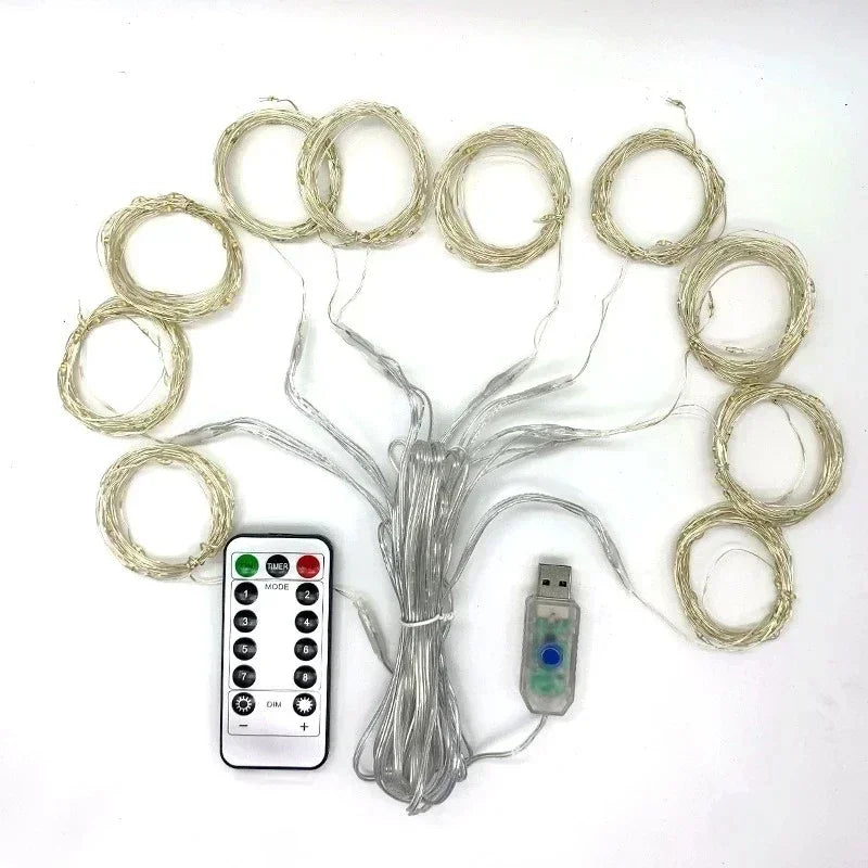 3/4/6m cortina 100/600ledstring luzes guirlanda usb festão controle remoto guirlanda de fadas luzes decoração natal quarto casa