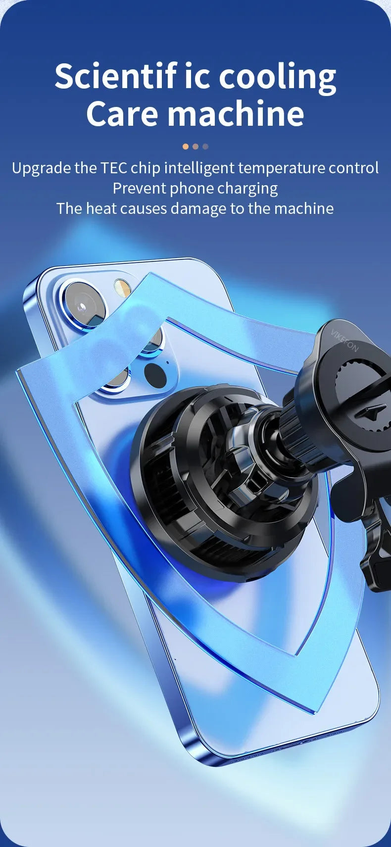 30w resfriamento de gelo magnético sem fio carregador de carro estação carregamento rápido para iphone15 14 13 12 pro max macsafe suporte do telefone do carro