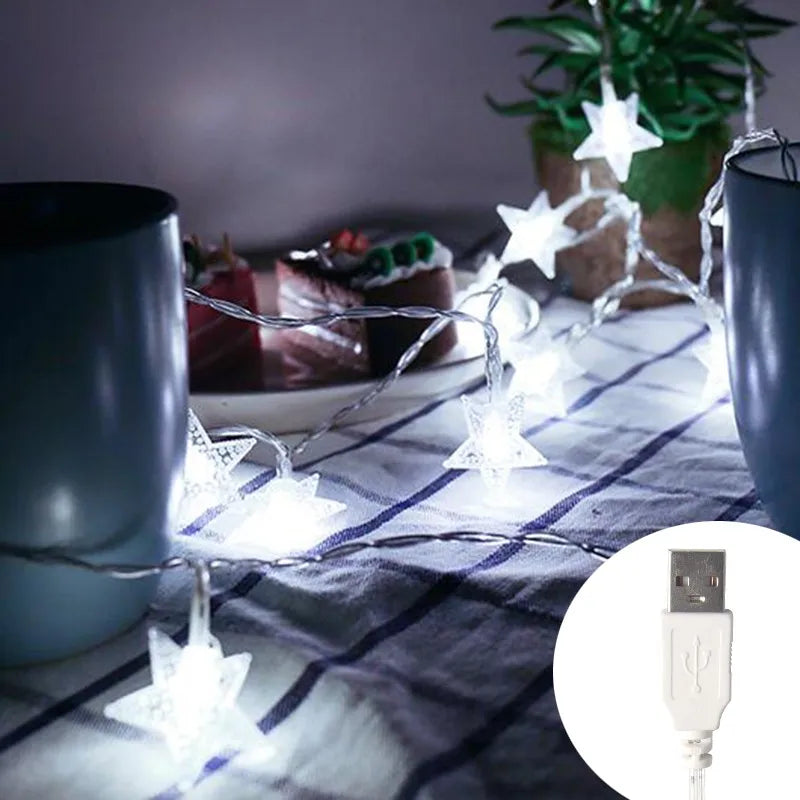 Led estrela luzes de fadas ao ar livre luzes corrente guirlanda lâmpada luzes da corda festa casa casamento terraço jardim decoração natal