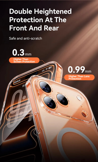 Joyroom capa magnética para iphone 17 16 pro max capa anti amarela transparente para iphone 17 pro carregador sem fio capa fina