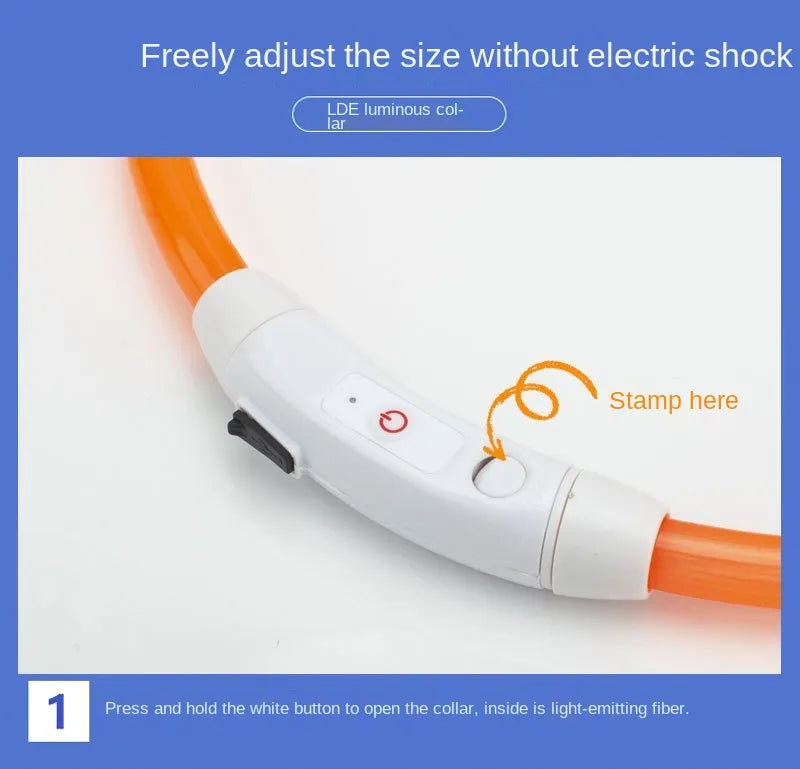 Led Light Dog Collar Detachable Glowing Usb Charging Luminous Leash For Pet Dogs Products Usb Charge Luminous Pet Accessories