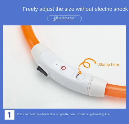 Led Light Dog Collar Detachable Glowing Usb Charging Luminous Leash For Pet Dogs Products Usb Charge Luminous Pet Accessories