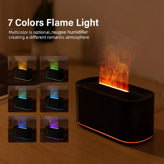 Aroma Humidifier Flame Essential Oils Diffuser Air Humidifier for Home Bedroom Mini Air Fragrance Diffuser with LED Night Light