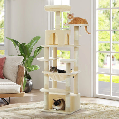 Árvore alta para gatos com postes para arranhar, redes espaçosas, condomínios grandes, torre grande para gatos internos, acessórios de brinquedos para gatos