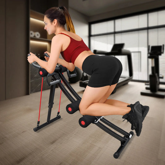 GIKPAL Dobrável Ab Máquina Equipamento de Treino Ab para Ginástica em Casa, Núcleo e Treinador Abdominal Equipamento de Fitness Max 440lbs Display LCD