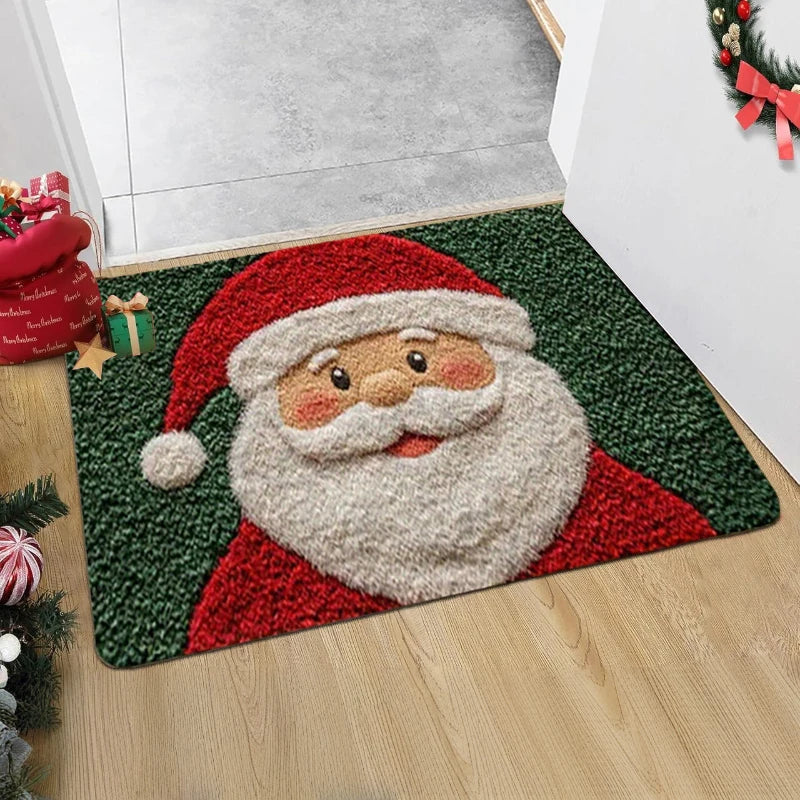 Tapete de porta de natal vermelho papai noel ao ar livre e interior homem de gengibre tapete ano novo 2026 feliz natal decoração para casa pé tapete
