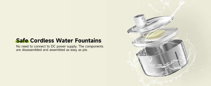 Wireless Cat Water Fountain Stainless Steel 135floz/4L Battery Operated Automatic Cordless Cat Water Dispenser Pet Fountain