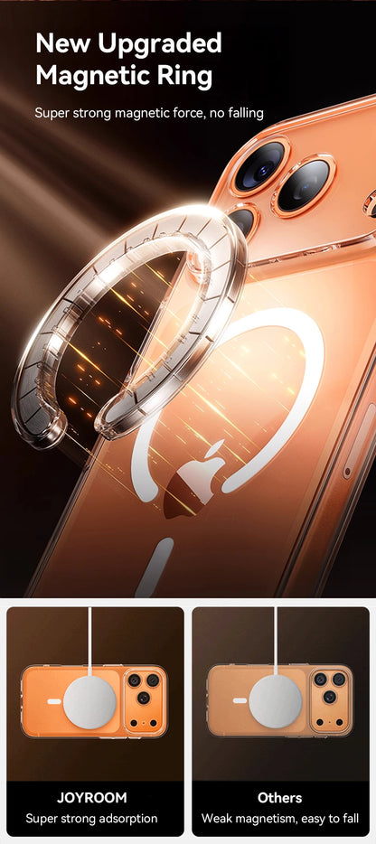 Joyroom capa magnética para iphone 17 16 pro max capa anti amarela transparente para iphone 17 pro carregador sem fio capa fina