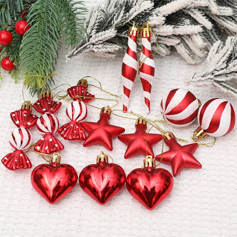 Christmas Balls Ornaments Xmas Tree Hanging Pendant Heart Candy Star ShapedHome Decoration 2024 Navidad New Year Gifts 2025