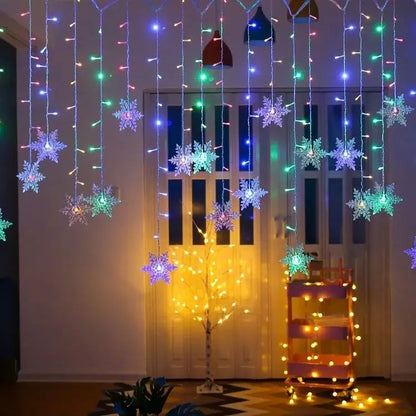 3.2m flocos de neve de natal led luzes da corda piscando luzes da cortina de fadas à prova dwaterproof água para festa de férias casamento decoração de natal