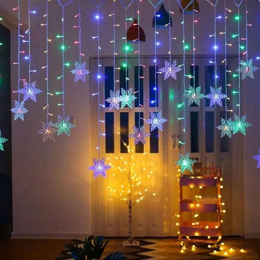 3.2m flocos de neve de natal led luzes da corda piscando luzes da cortina de fadas à prova dwaterproof água para festa de férias casamento decoração de natal