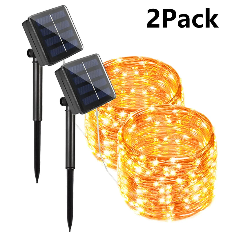 7m/12m/22/32m solar led luz de fadas ao ar livre festão led à prova dwaterproof água guirlanda luzes da corda festa natal jardim lâmpada solar decoração
