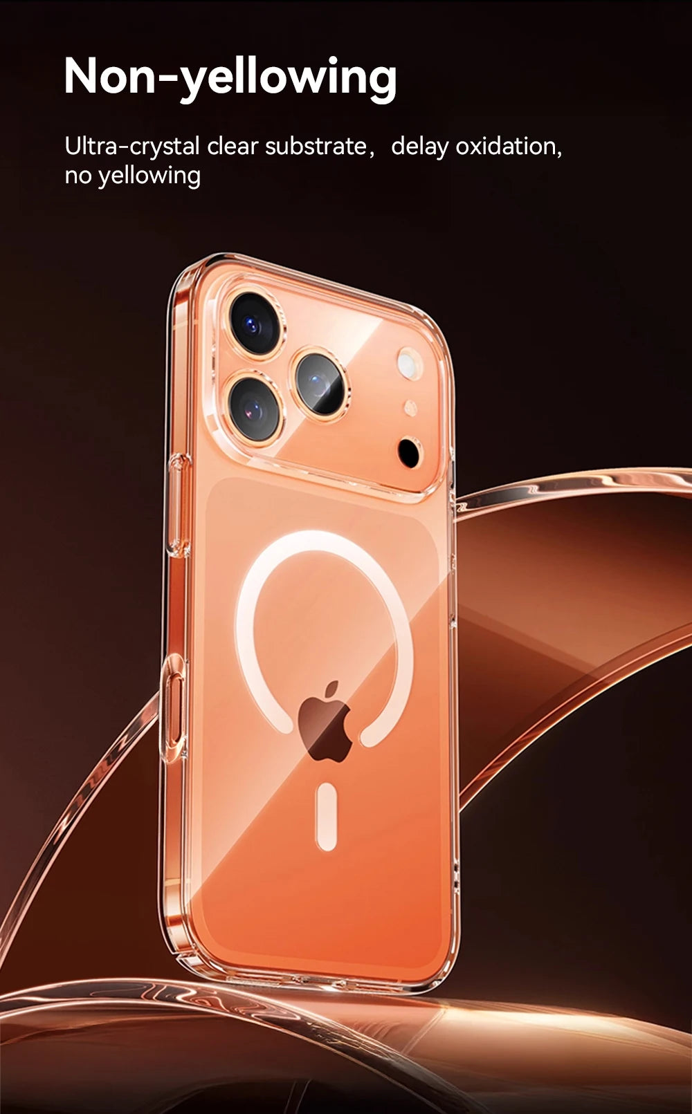 Joyroom capa magnética para iphone 17 16 pro max capa anti amarela transparente para iphone 17 pro carregador sem fio capa fina