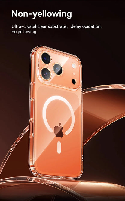 Joyroom capa magnética para iphone 17 16 pro max capa anti amarela transparente para iphone 17 pro carregador sem fio capa fina