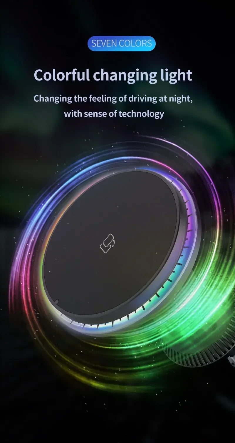 30w carregador magnético sem fio do carro rgb para iphone 12 13 14 15 pro max macsafe suporte do telefone do carro montagem estação de carregamento rápido