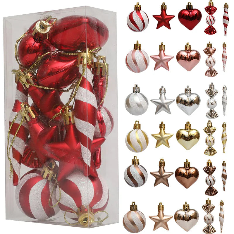 Christmas Balls Ornaments Xmas Tree Hanging Pendant Heart Candy Star ShapedHome Decoration 2024 Navidad New Year Gifts 2025