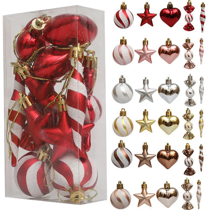 Christmas Balls Ornaments Xmas Tree Hanging Pendant Heart Candy Star ShapedHome Decoration 2024 Navidad New Year Gifts 2025