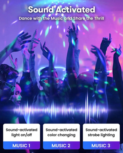 Luz de bola de discoteca led ativada por som rgb com controle remoto rotativa lâmpada de palco dj para casa carro festa clube decoração de natal
