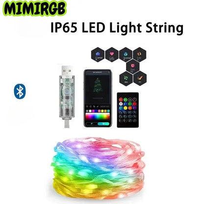 Tira de luz usb inteligente rgb string bluetooth sonho cor luz 5v natal festa aniversário guirlanda decoração luzes fadas para casa