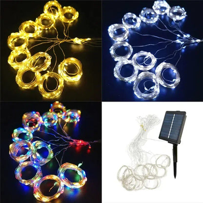 Outdoor Solar Curtain String Lights Garden Home Christmas Decoration 2025 Summer Wedding Party Decor Festoon Fairy Garland Lamp