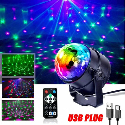 Luz de bola de discoteca led ativada por som rgb com controle remoto rotativa lâmpada de palco dj para casa carro festa clube decoração de natal