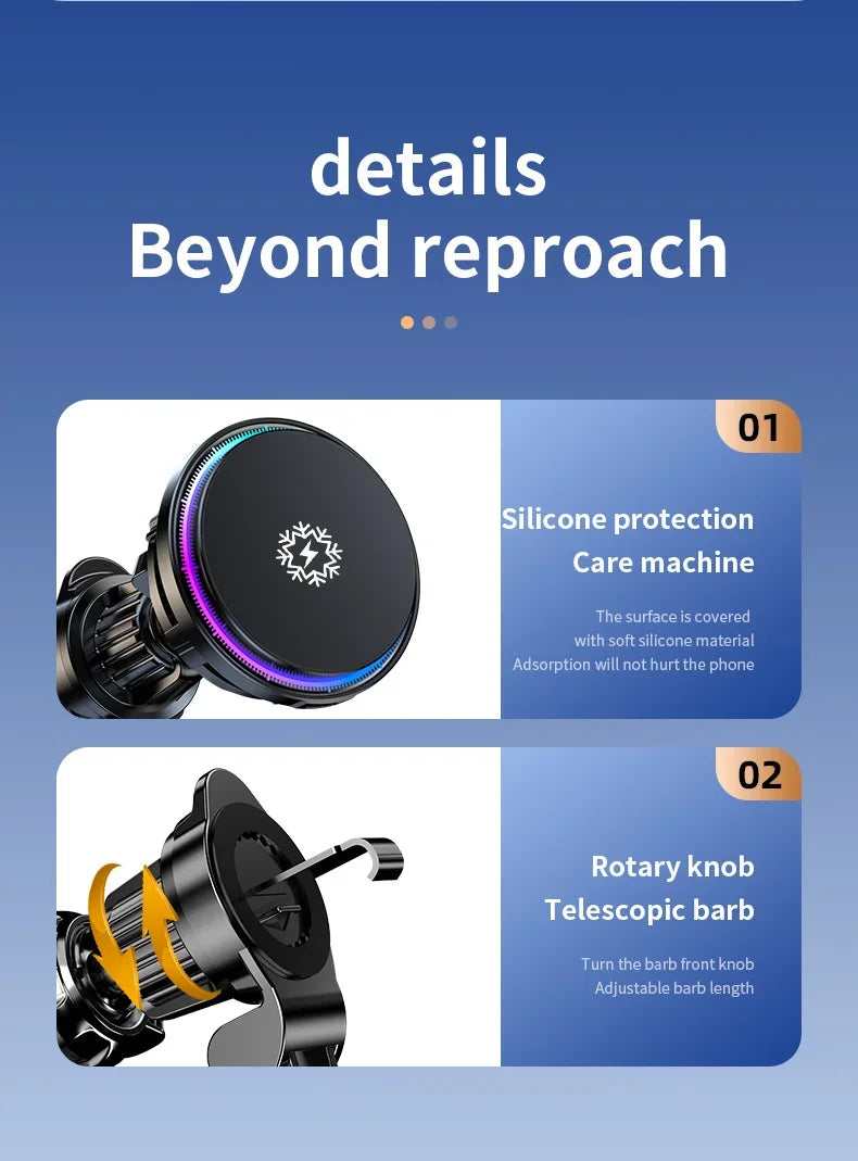 30w resfriamento de gelo magnético sem fio carregador de carro estação carregamento rápido para iphone15 14 13 12 pro max macsafe suporte do telefone do carro