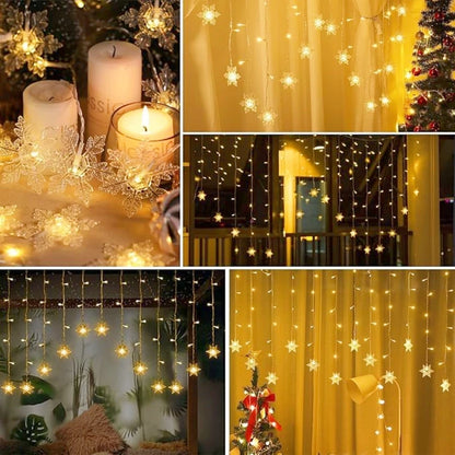 3.2m natal floco de neve cortina luzes da corda interior luz de natal casamento festa em casa ano novo led lâmpadas de natal beiral decoração