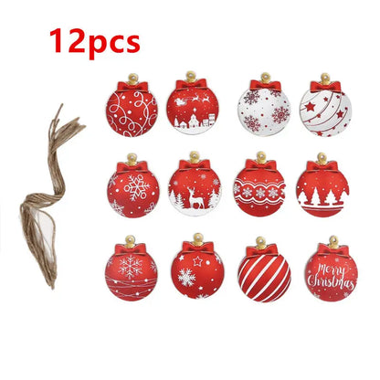 2025 Wooden Christmas Ornaments Hanging Decorations Xmas Ball Pendant DIY Christmas Tree Craft Decor for Home New Year Gifts