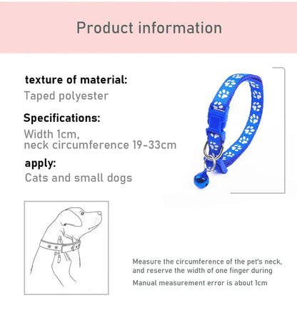 1/6/18pcs Pet Collar With Bell, Cartoon Footprints, Colorful Dog And Cat Collar, Adjustable Bell Ring Necklace, Pet Accessories