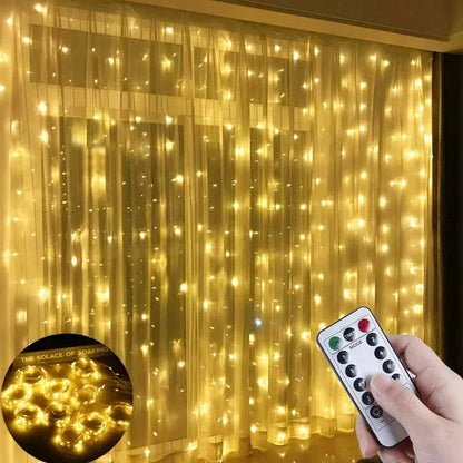 3/4/6m cortina 100/600ledstring luzes guirlanda usb festão controle remoto guirlanda de fadas luzes decoração natal quarto casa