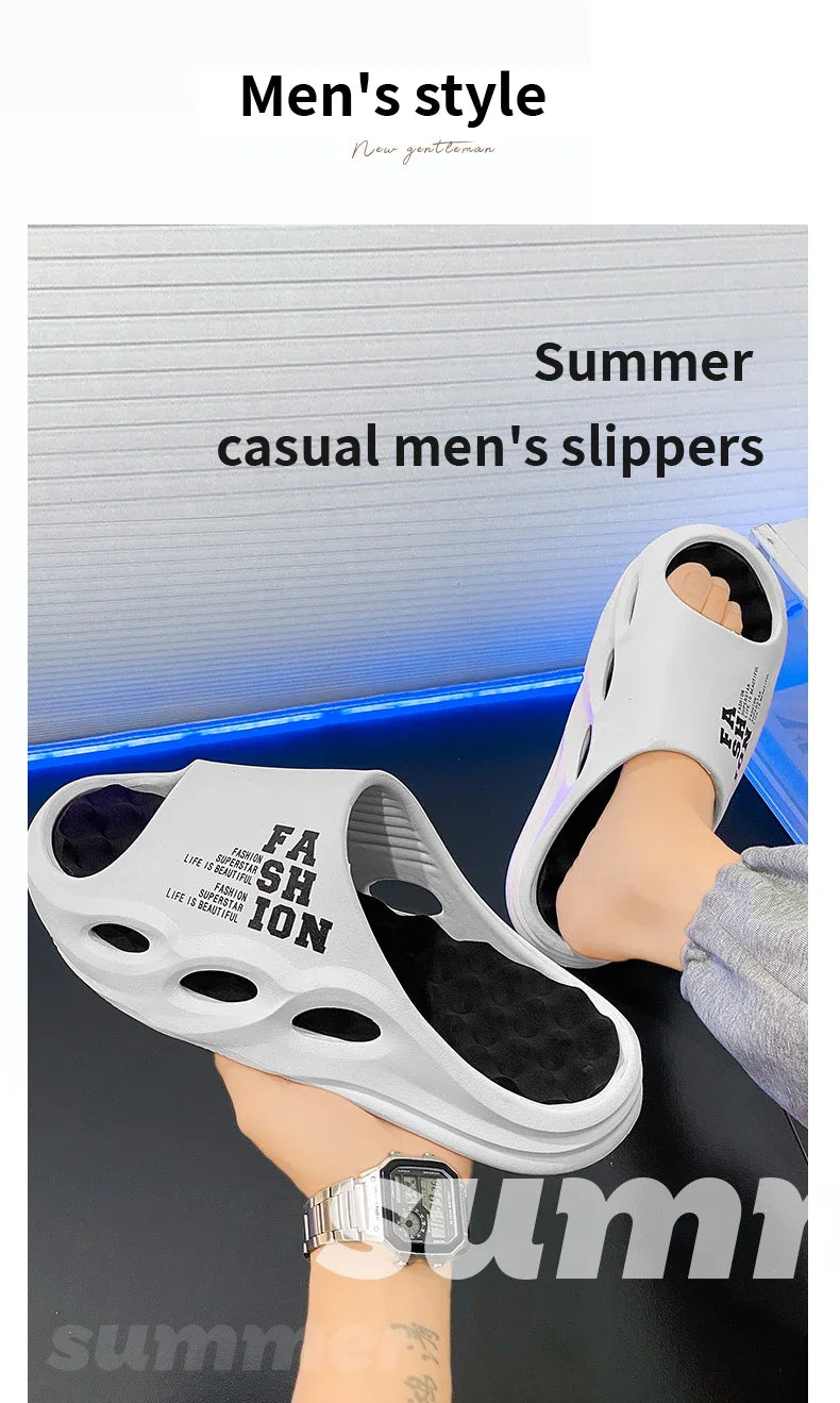 Men Fashion Massage Slippers Indoor/Outdoor Sandals Beach Flip Flop Thick Sole Male Slides Summer  Slippers