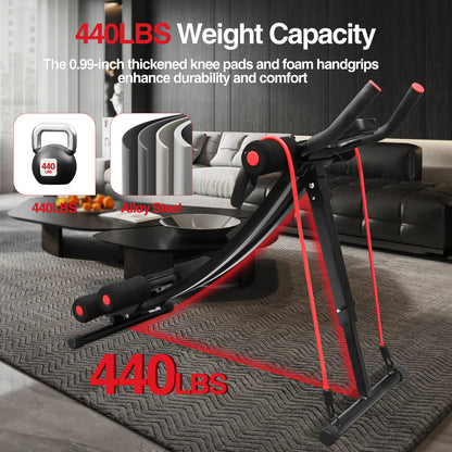 GIKPAL Dobrável Ab Máquina Equipamento de Treino Ab para Ginástica em Casa, Núcleo e Treinador Abdominal Equipamento de Fitness Max 440lbs Display LCD