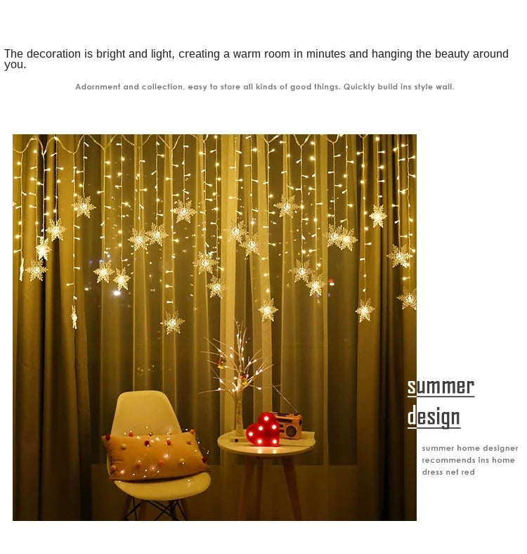 3.2m flocos de neve de natal led luzes da corda piscando luzes da cortina de fadas à prova dwaterproof água para festa de férias casamento decoração de natal