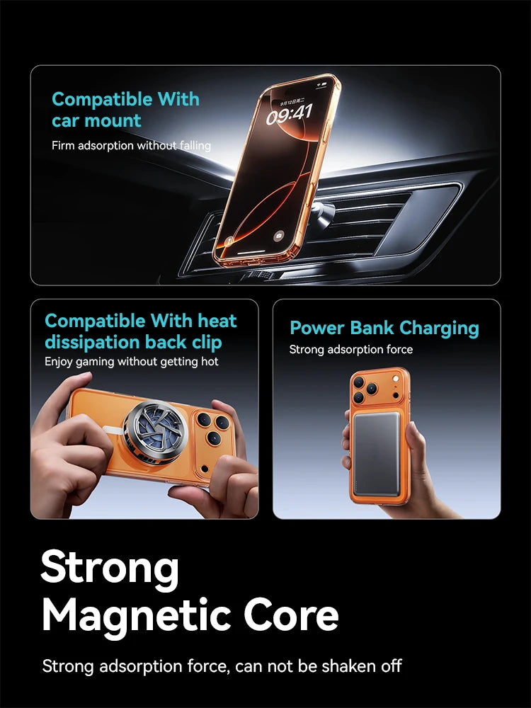 Joyroom capa magnética para iphone 17 16 pro max capa anti amarela transparente para iphone 17 pro carregador sem fio capa fina