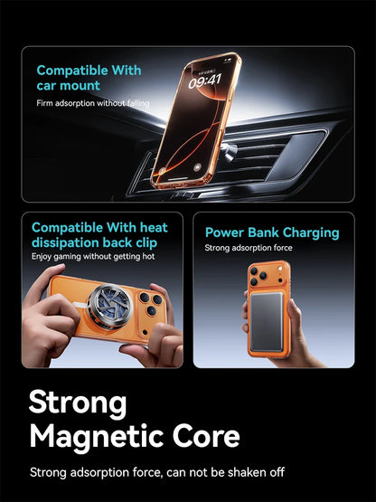 Joyroom capa magnética para iphone 17 16 pro max capa anti amarela transparente para iphone 17 pro carregador sem fio capa fina