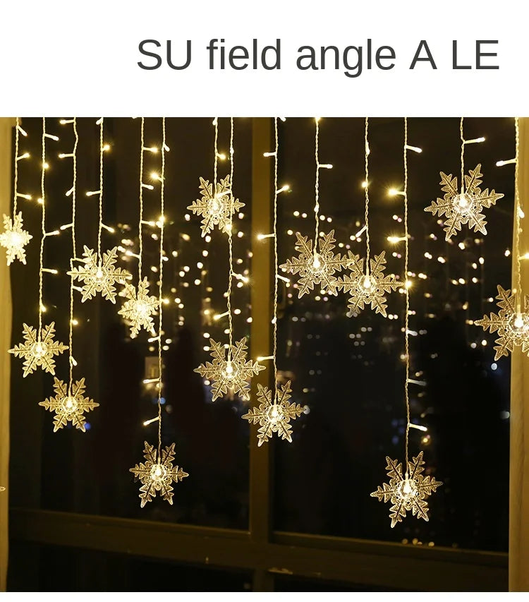 3.2m flocos de neve de natal led luzes da corda piscando luzes da cortina de fadas à prova dwaterproof água para festa de férias casamento decoração de natal