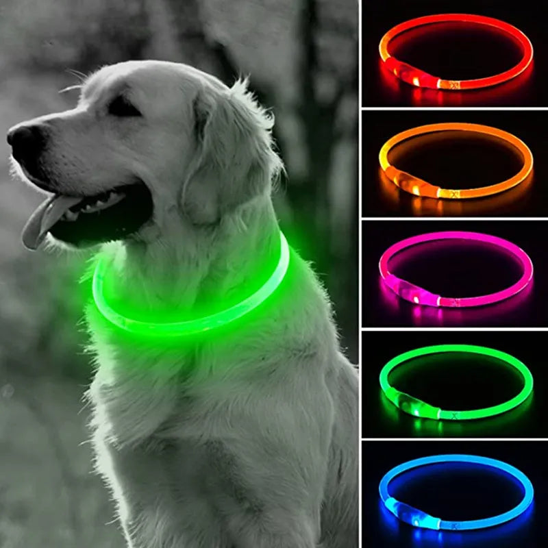 Led Light Dog Collar Detachable Glowing Usb Charging Luminous Leash For Pet Dogs Products Usb Charge Luminous Pet Accessories