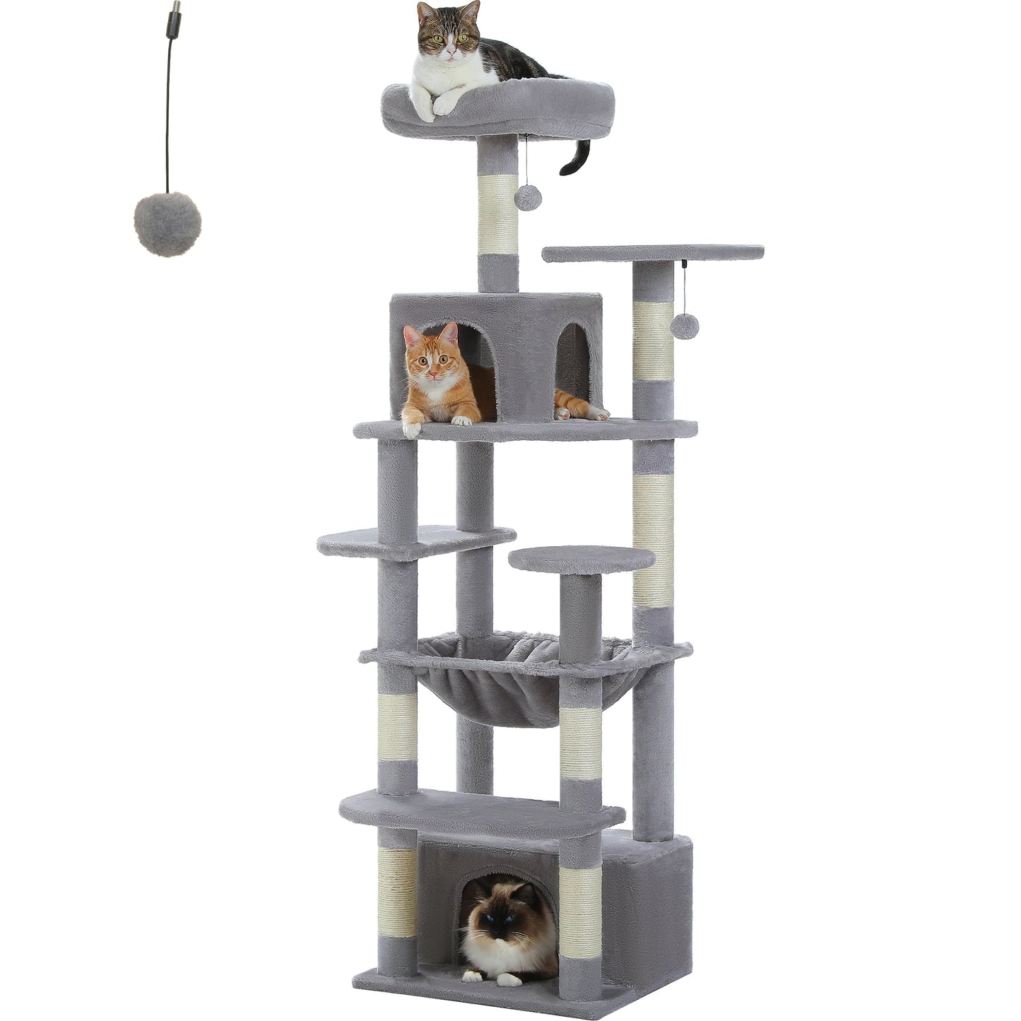 Árvore alta para gatos com postes para arranhar, redes espaçosas, condomínios grandes, torre grande para gatos internos, acessórios de brinquedos para gatos