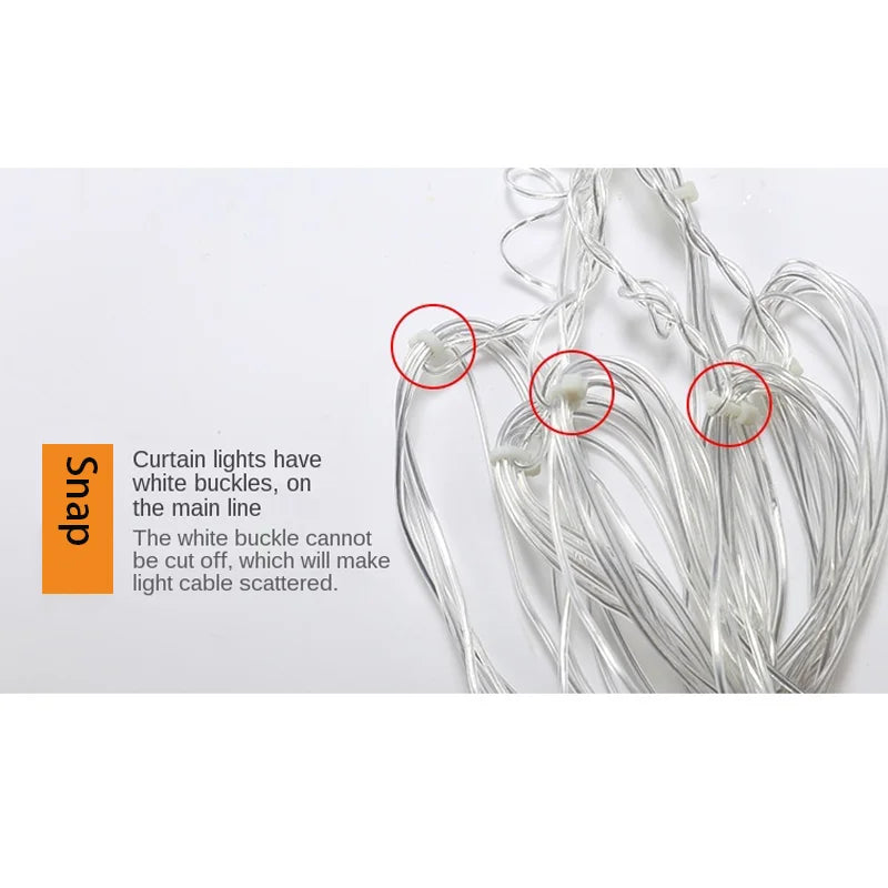 3.2m flocos de neve de natal led luzes da corda piscando luzes da cortina de fadas à prova dwaterproof água para festa de férias casamento decoração de natal