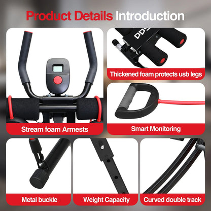 GIKPAL Dobrável Ab Máquina Equipamento de Treino Ab para Ginástica em Casa, Núcleo e Treinador Abdominal Equipamento de Fitness Max 440lbs Display LCD