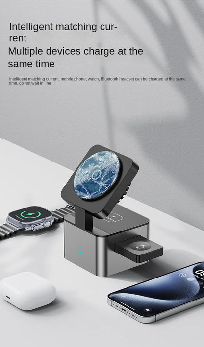 Wireless Charger 15W Multifunctional Automatic Magnetic 3-in-1 Mobile Phone Watch Vertical Wireless Fast Charger