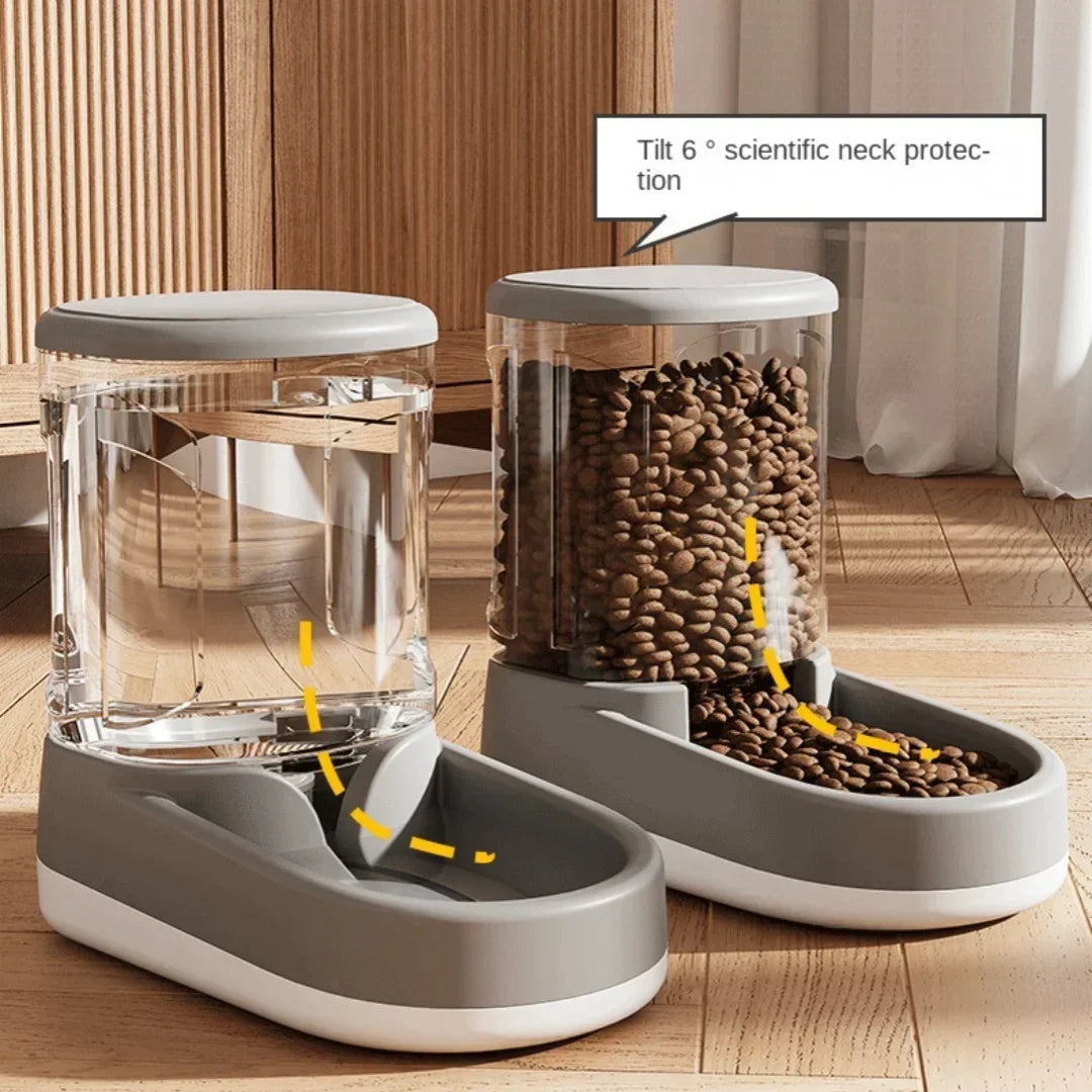 Automatic Pet Water & Food Dispenser - Gravity Flow Feeder for Cats & Dogs