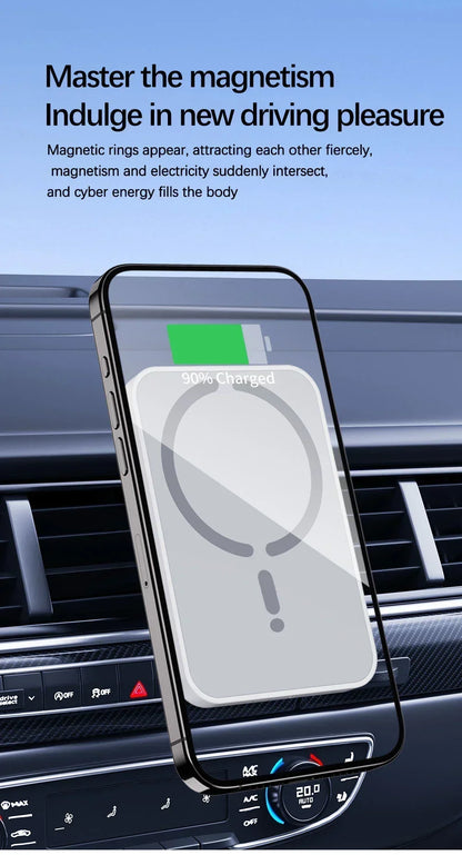 Suporte magnético para telefone, carregamento sem fio, saída de ar, 30w, almofada de carregamento rápido para magsafe iphone 16 15 14 13 12 pro max 12 xs