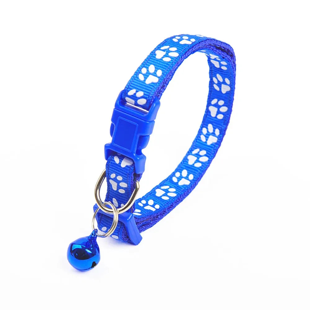 1/6/18pcs Pet Collar With Bell, Cartoon Footprints, Colorful Dog And Cat Collar, Adjustable Bell Ring Necklace, Pet Accessories