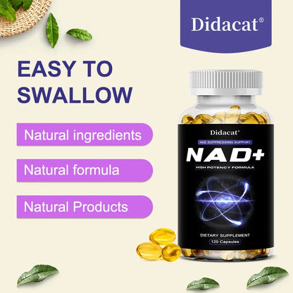 NAD+Supplements - with Resveratrol - Natural Energy Supplement, Support Cell Health, Anti-aging, Enhance Immunity - 120 Capsules