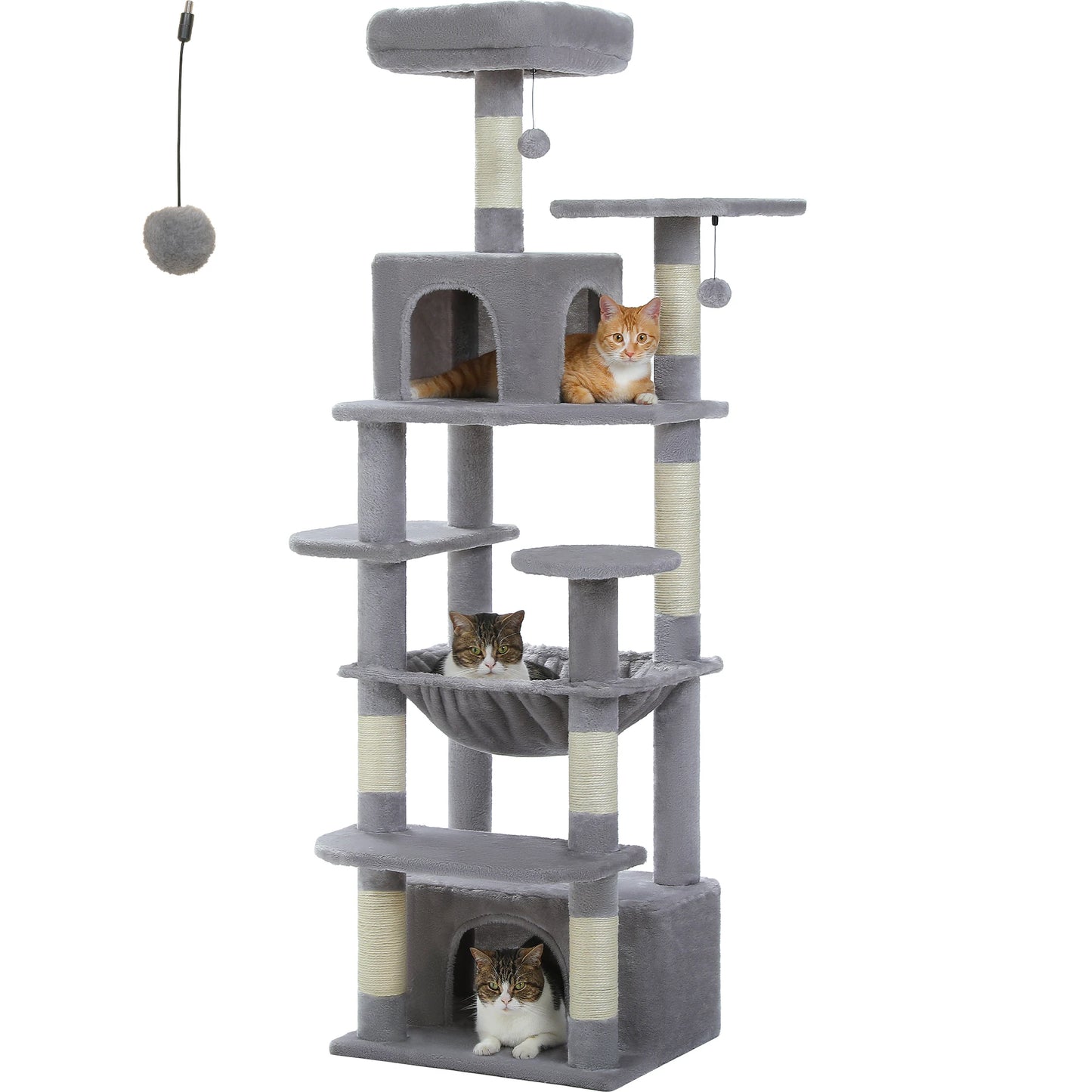 Árvore alta para gatos com postes para arranhar, redes espaçosas, condomínios grandes, torre grande para gatos internos, acessórios de brinquedos para gatos