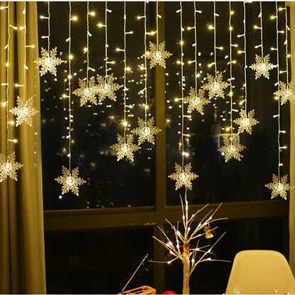 3.2m natal floco de neve cortina luzes da corda interior luz de natal casamento festa em casa ano novo led lâmpadas de natal beiral decoração