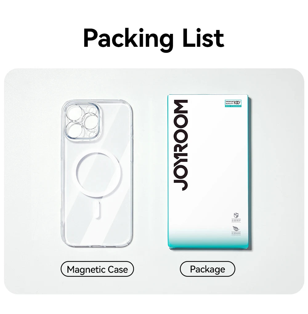 Joyroom capa magnética para iphone 17 16 pro max capa anti amarela transparente para iphone 17 pro carregador sem fio capa fina