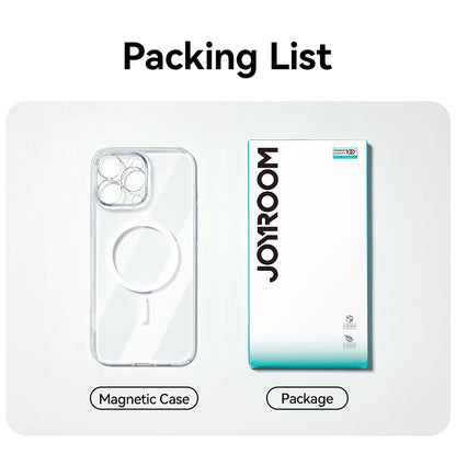 Joyroom capa magnética para iphone 17 16 pro max capa anti amarela transparente para iphone 17 pro carregador sem fio capa fina